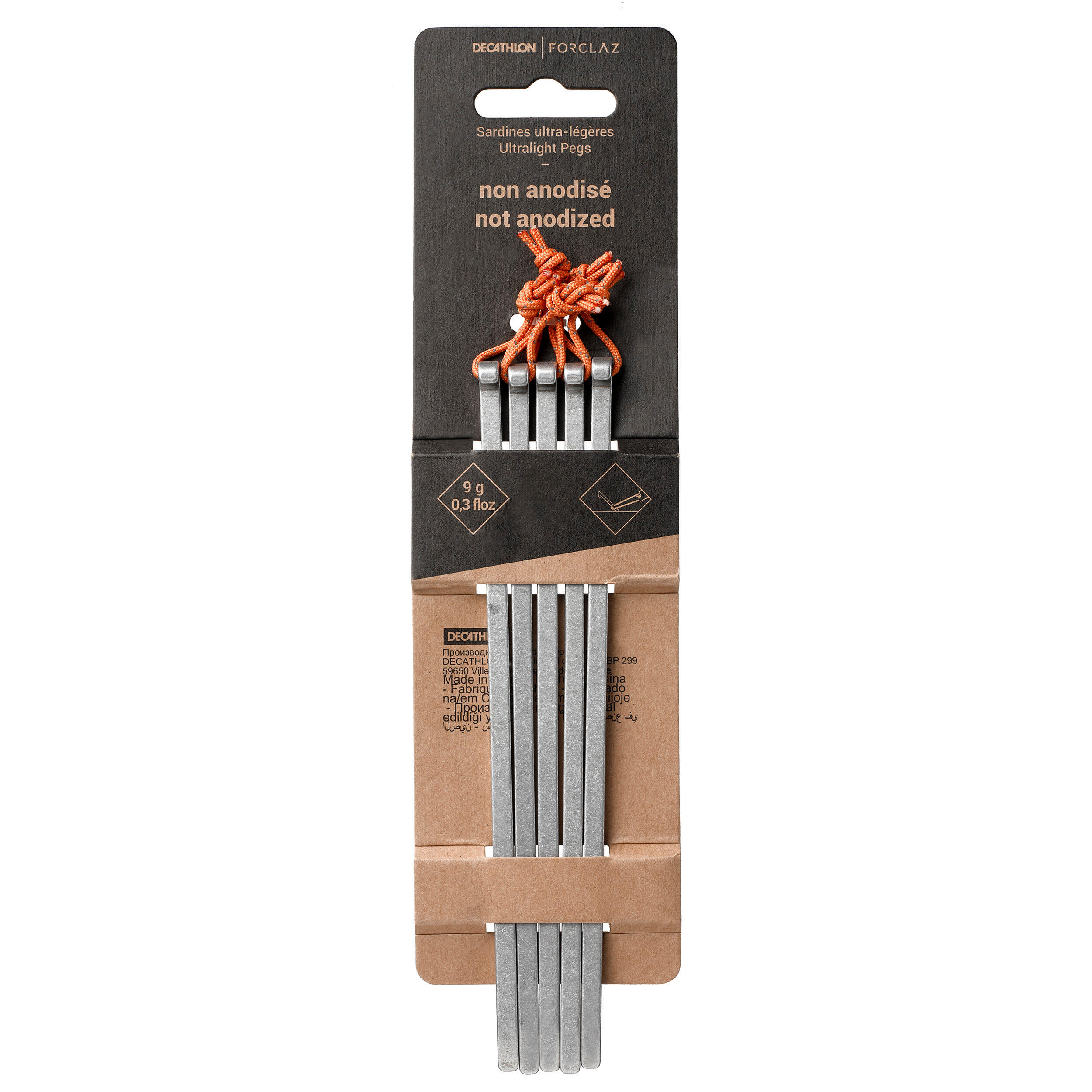 Non-anodised ultralight 10g tent pegs for trekking tents (x5)