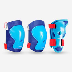 Set 3x2 Protections roller trottinette skate enfant PLAY bleu