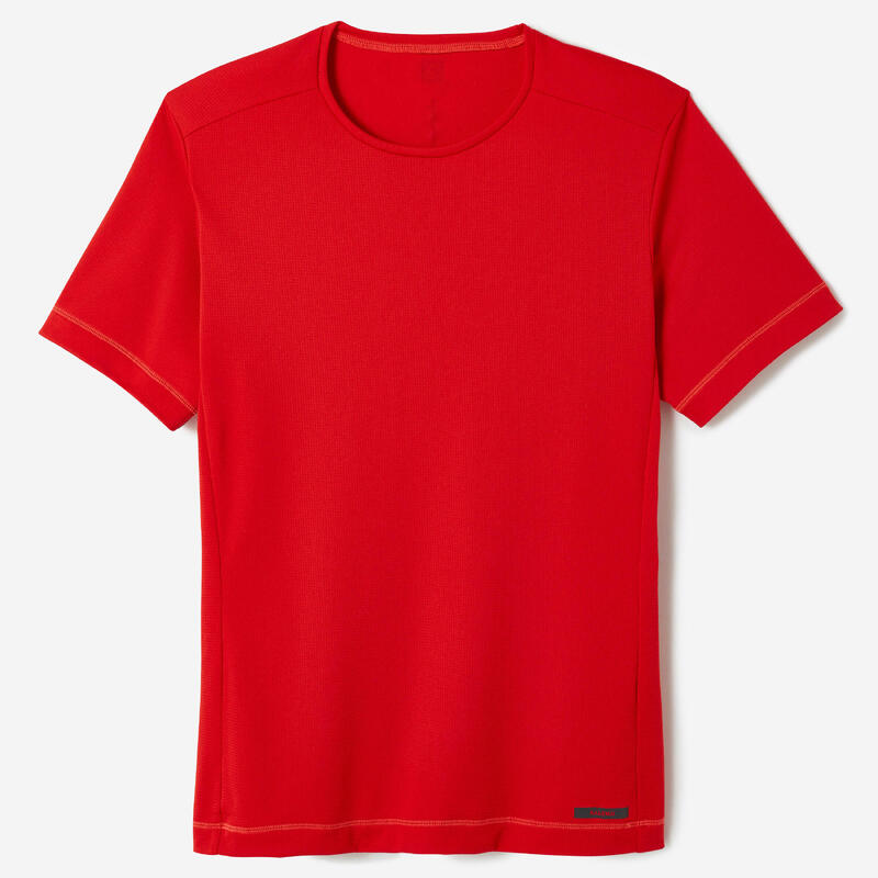 T-Shirt Respirável de Corrida Homem Dry 100 Vermelho