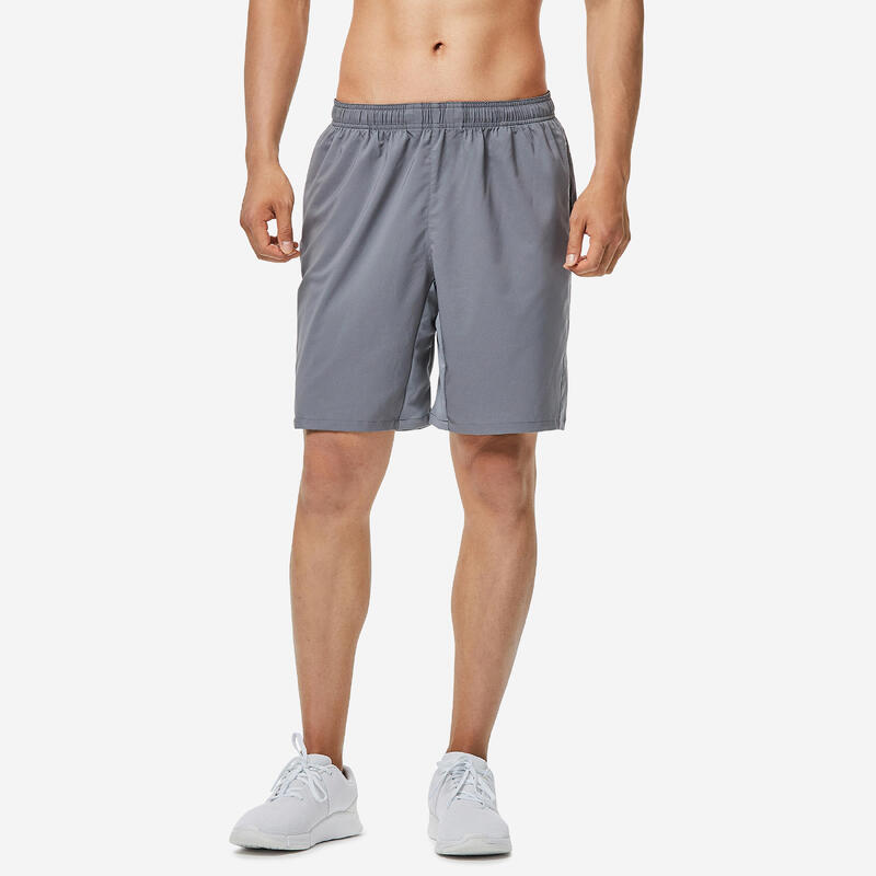 Short de fitness essentiel respirant poches zippés homme - gris