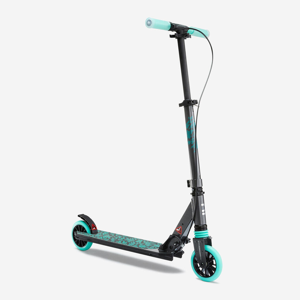 Trottinette enfant mid5 avec frein au guidon et suspension gris & vert
