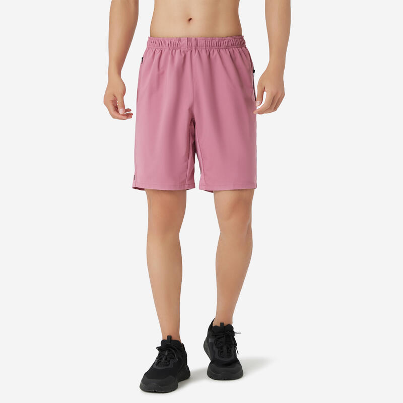 Short de fitness avec poches zippées, bordeaux