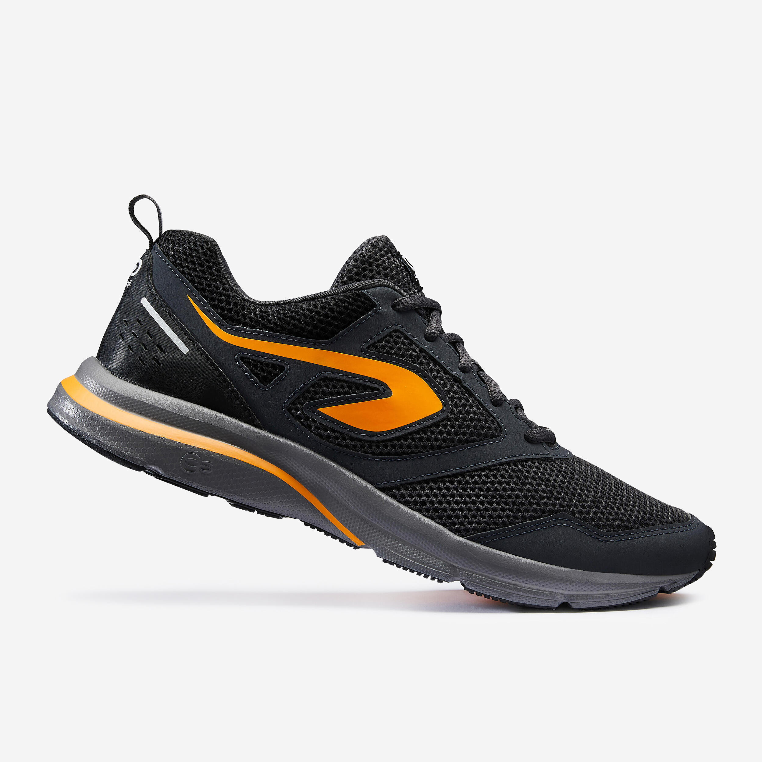 KALENJI RUN ACTIVE MEN'S RUNNING SHOES - BLACK/ORANGE