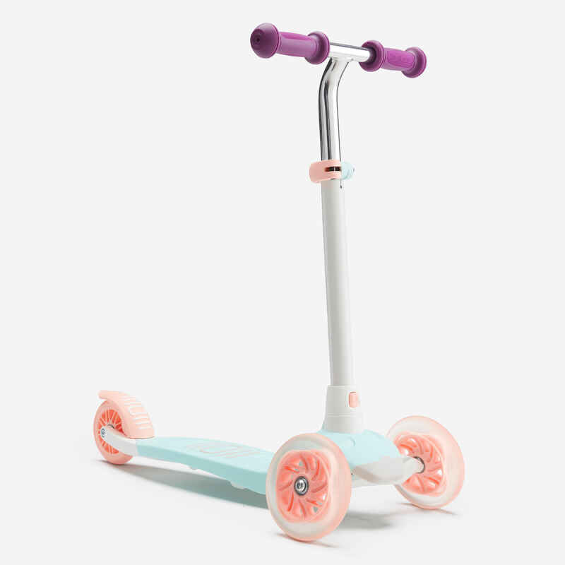 Kids' folding 3-wheeled light-up scooter, mint