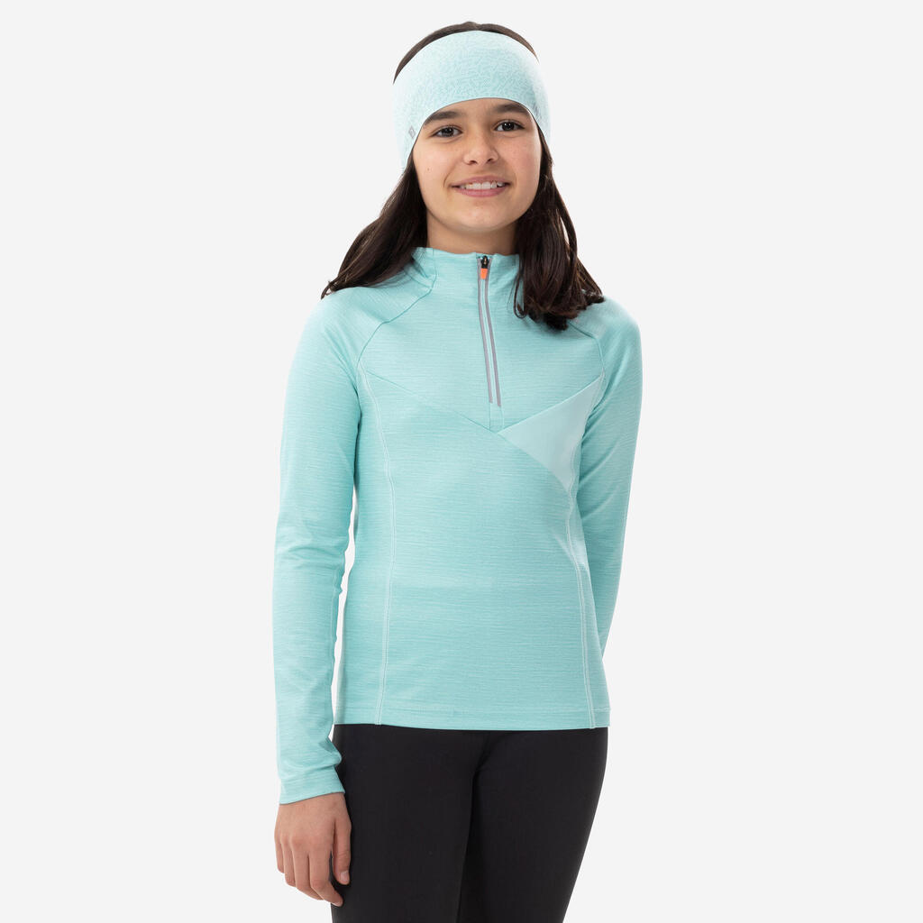 Kids’ Long-Sleeved Warm T-Shirt - XC S TS 100 - Turquoise