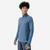 T-shirt zip chaud manches longues de running homme - kiprun run 100 warm bleu