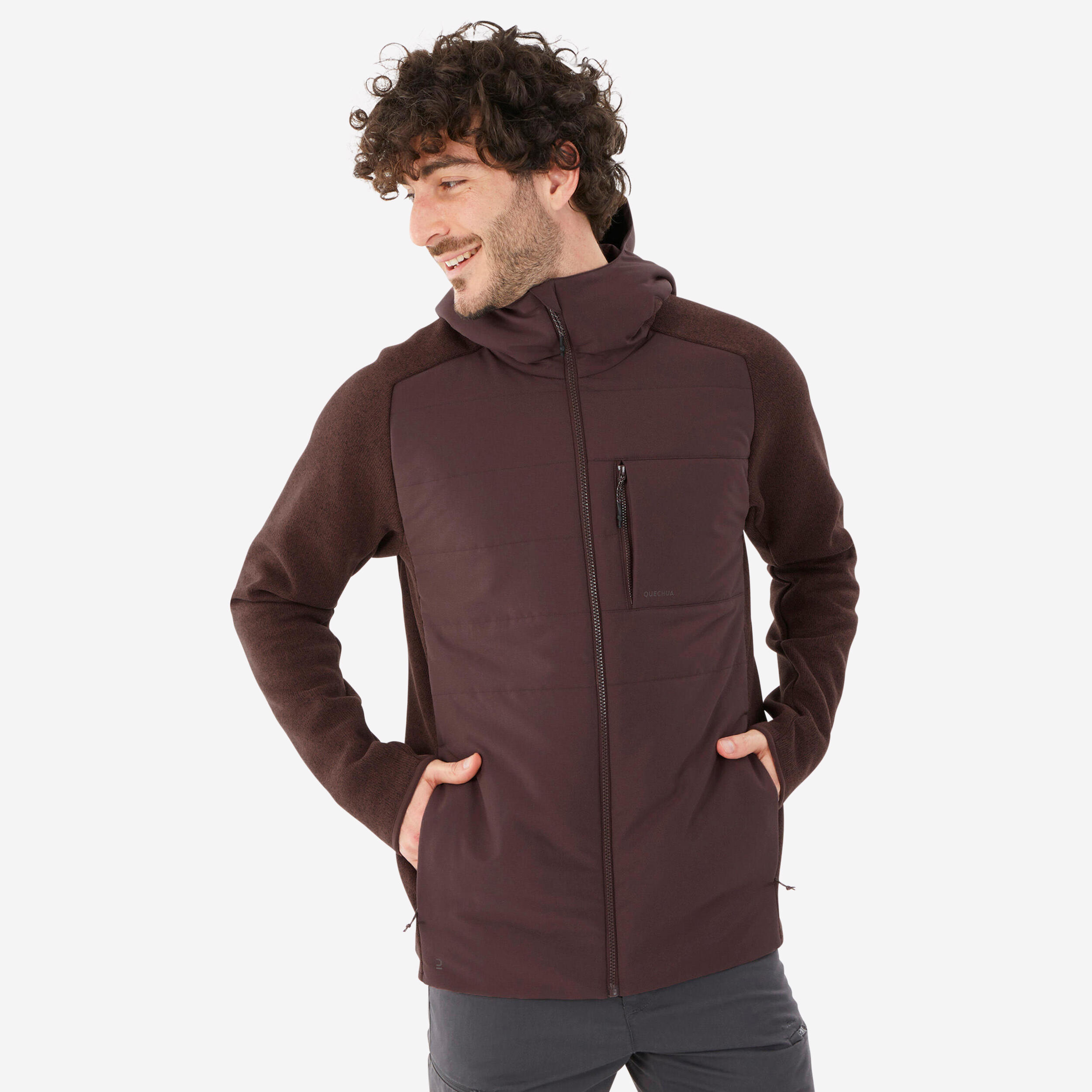 Men's Hiking Hooded Sweatshirt - NH500 Hybrid QUECHUA