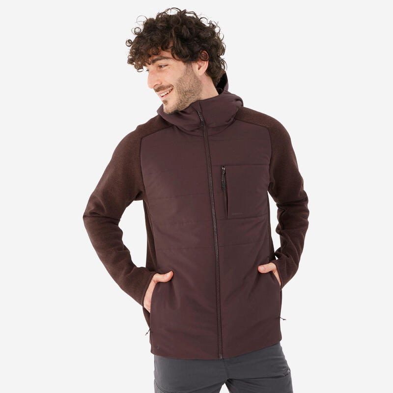 Sweatshirt de randonnée homme, NH500 Hybride marron