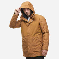 Men's 3-in-1 Waterproof Travel Trekking Jacket Travel 500 Down -10°C - Camel