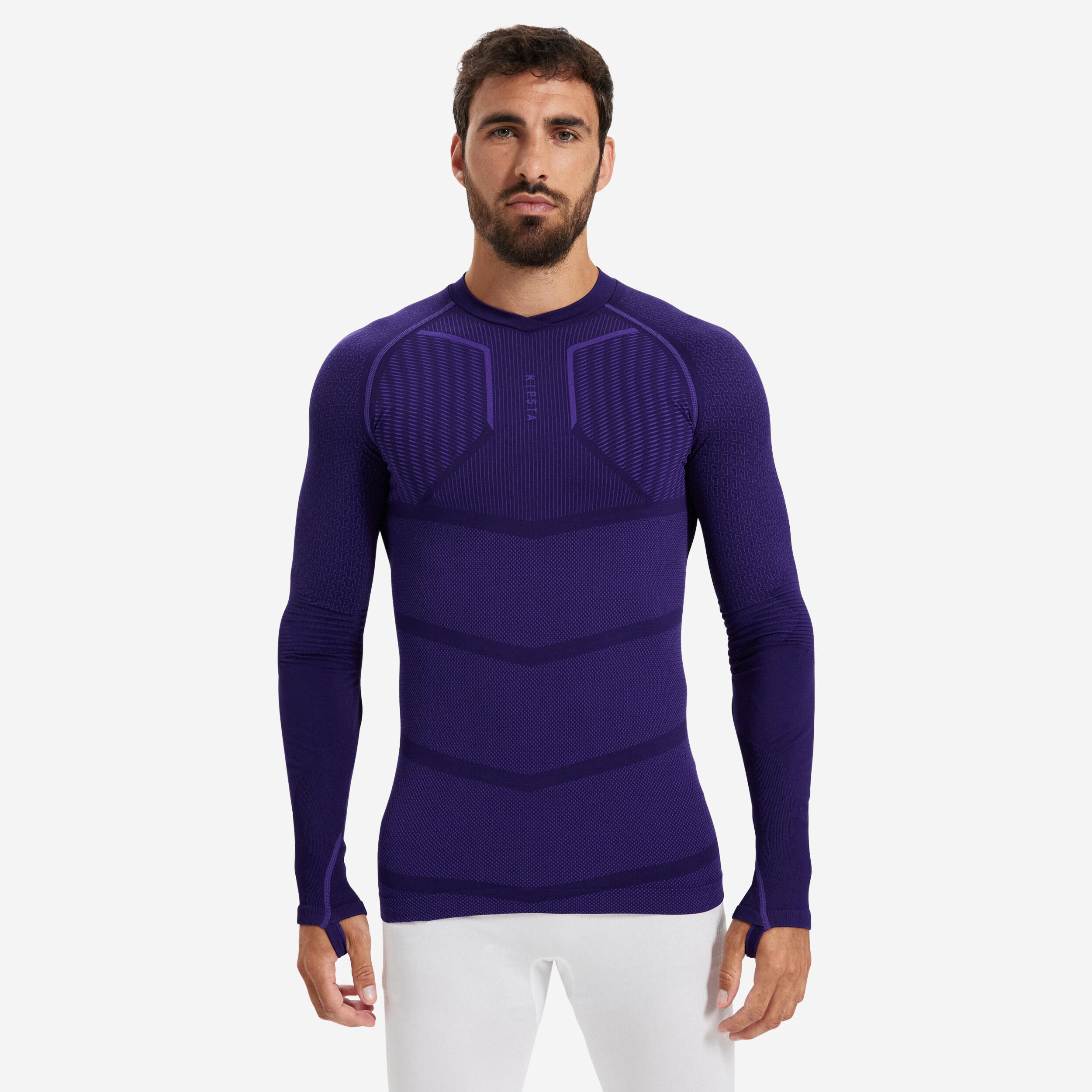 Adult Long-Sleeved Thermal Base Layer Top Keepdry 500 - Purple 1/15