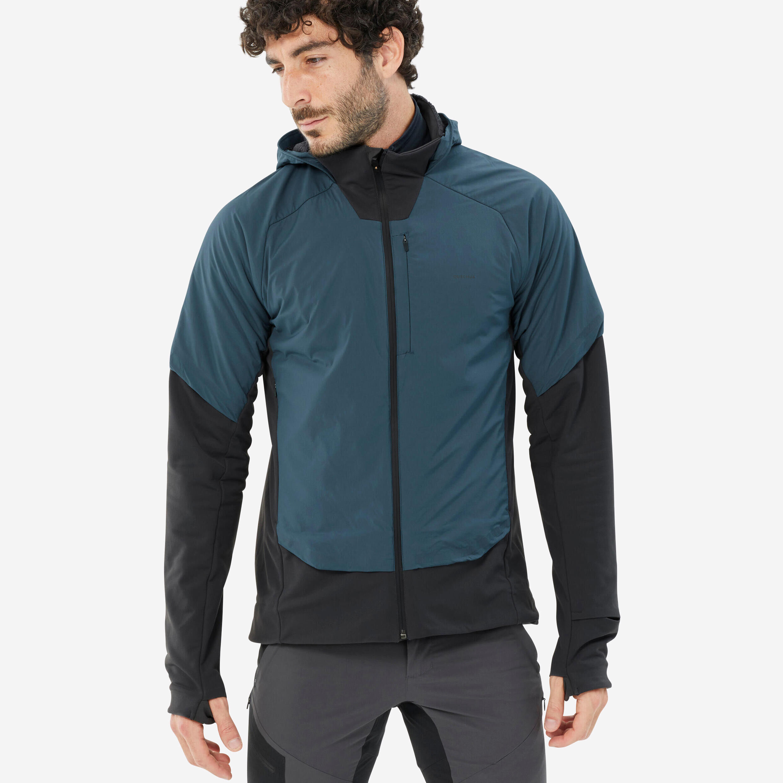 QUECHUA Men's Hiking Hybrid Fleece Jacket - MH920 Hood