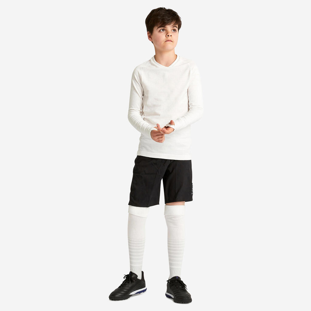 Kids' Long-Sleeved Thermal Base Layer Top Keepdry 500 - White