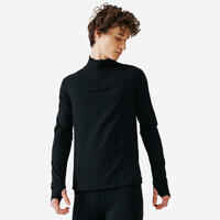 KALENJI MEN'S WARM LONG-SLEEVED RUNNING T-SHIRT BLACK