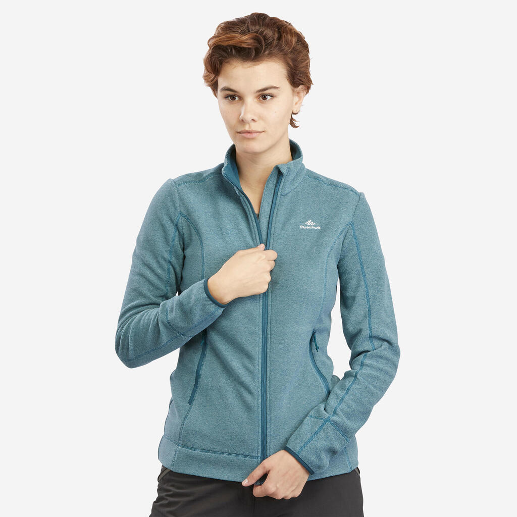Women’s mountain hiking fleece jacket, MH100 Full Zip - Blue