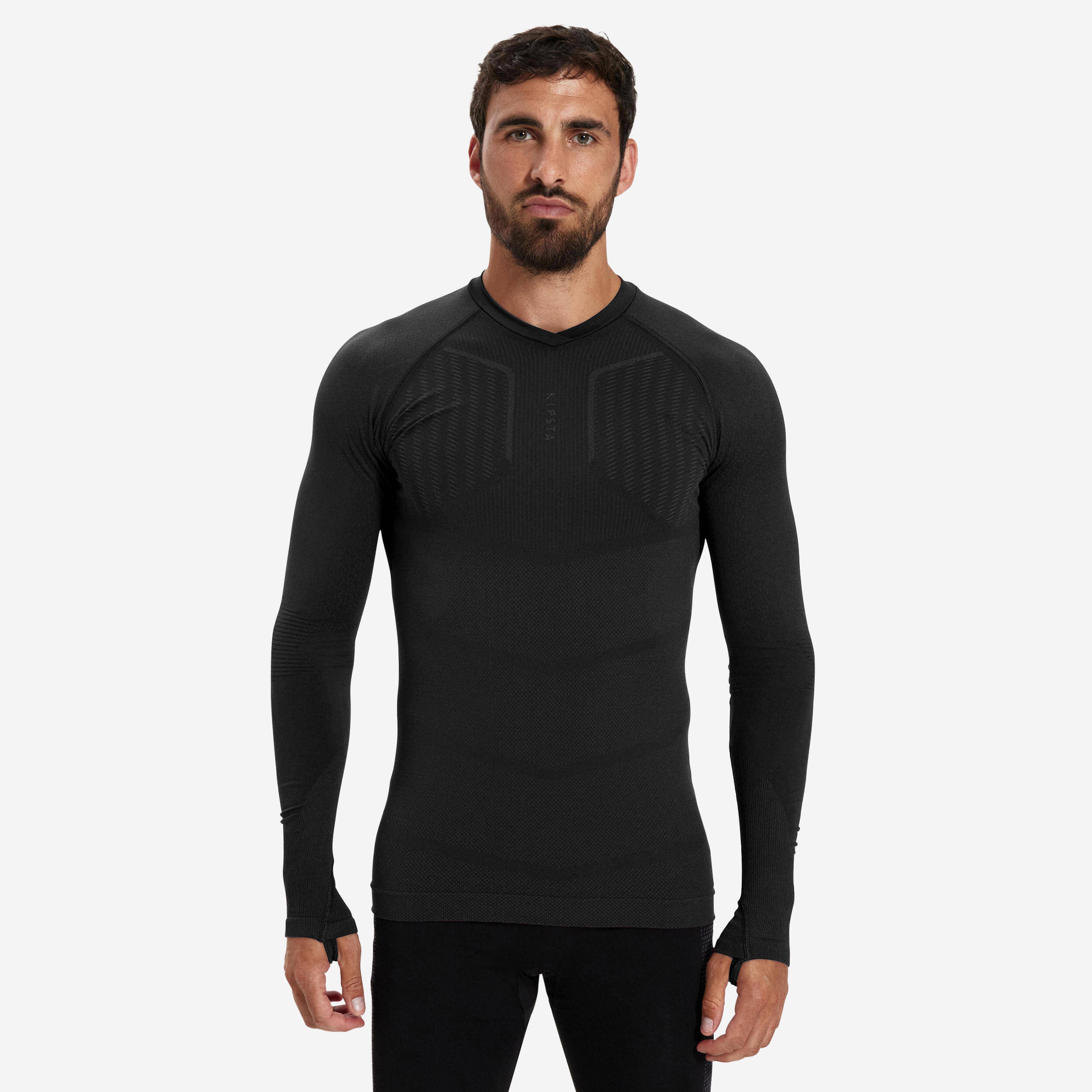 Adult Football Long-Sleeve Compression Base Layer Tight Keepdry 500 Black -  1