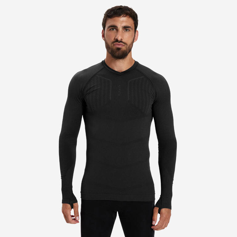 Adult Football Long-Sleeve Compression Base Layer Tight Keepdry 500 Black