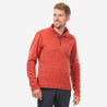 Men Sweater Half-Zip Fleece for Hiking MH100 Red