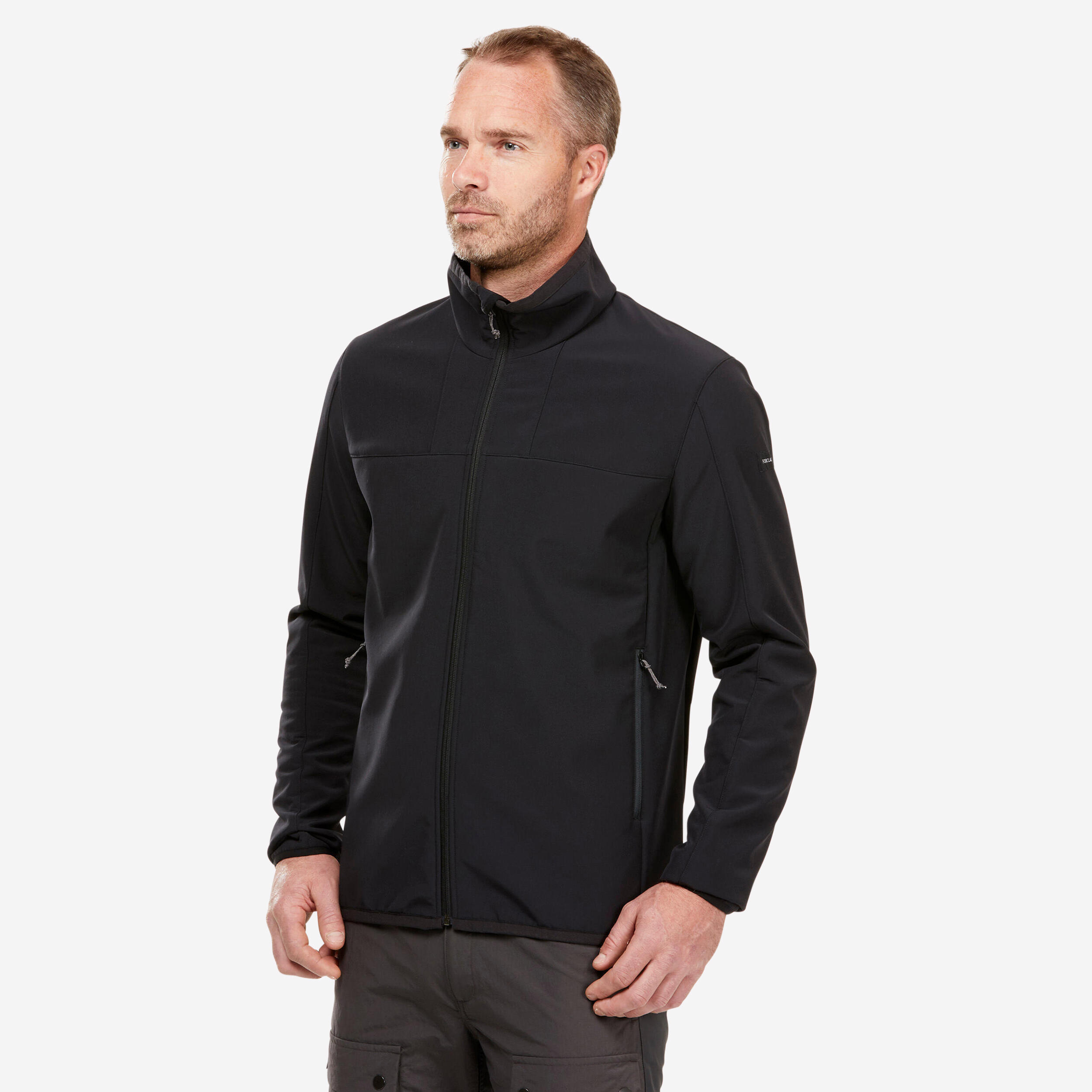 Geaca cu protectie impotriva vantului Softshell Trekking MT100 Negru Barbati