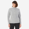 Women Sweater Full-Zip Fleece for Hiking MH100 Grey
