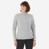 Women Sweater Full-Zip Fleece for Hiking MH100 Grey