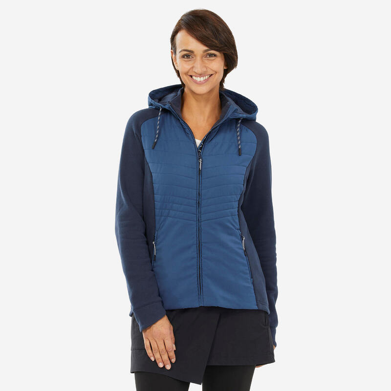 Felpa montagna donna NH500 Hybrid blu