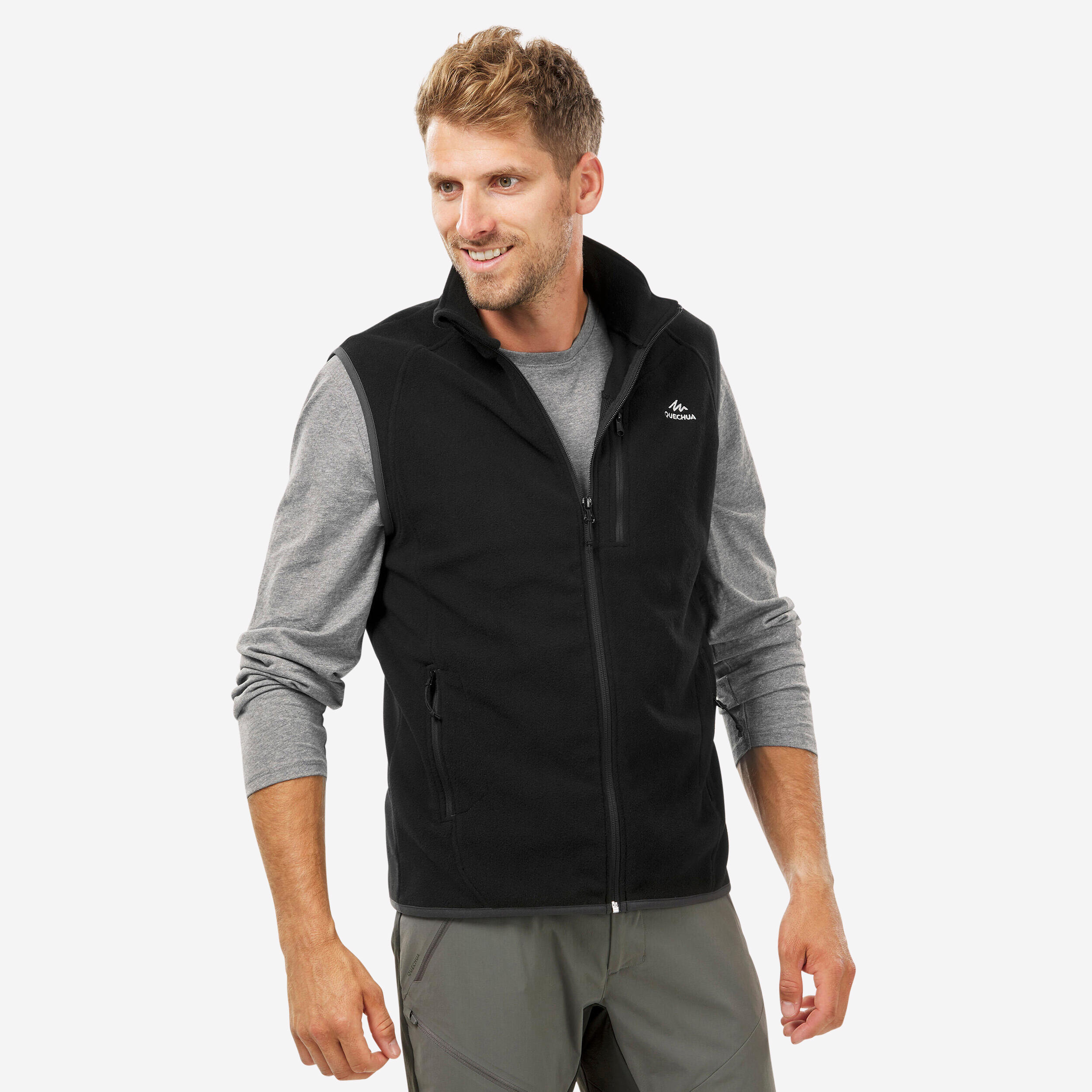 Men’s Fleece Hiking Vest - MH 120 Black - QUECHUA