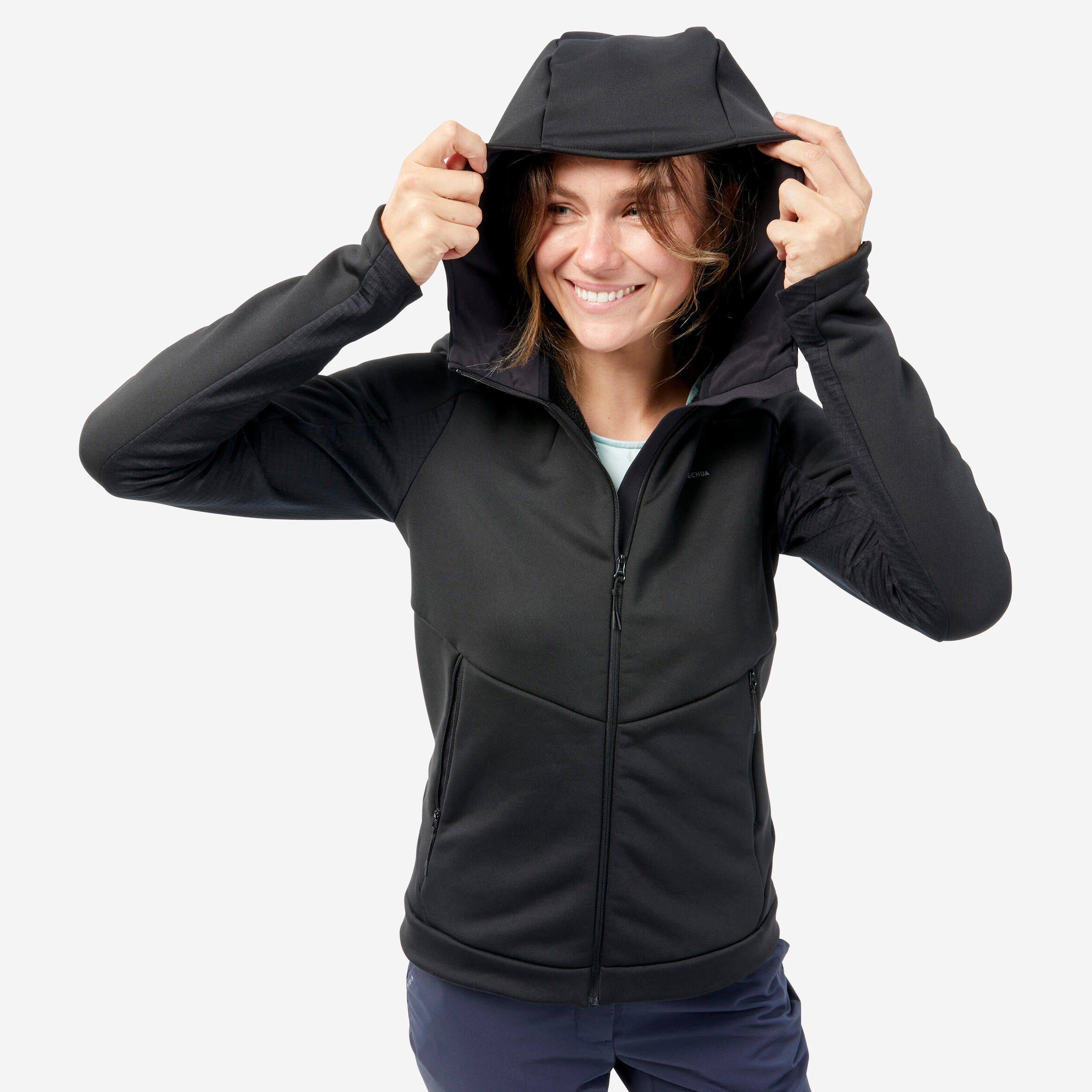 Women’s Hiking Fleece Jacket - MH520 Hood 1/10