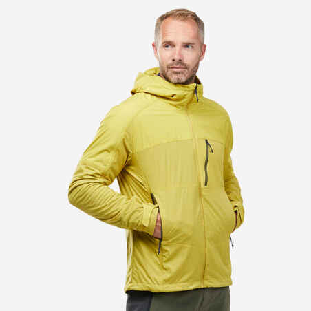 Men's Mountain Trekking Softshell Wind Warm Jacket  | TREK 900 WINDWARM Yellow