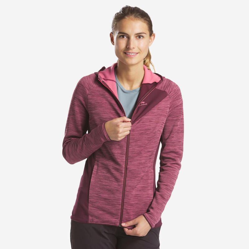 Dun fleece vest voor wandelen dames MH520 Light roze