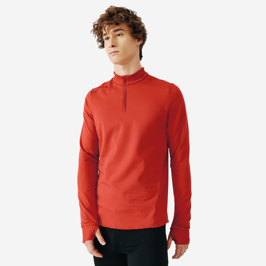 Men's Running Warm Long-Sleeved T-Shirt - brick red