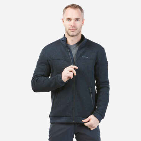 Vyriškas šiltas fliso žygių džemperis „SH100“, tamsiai mėlynas