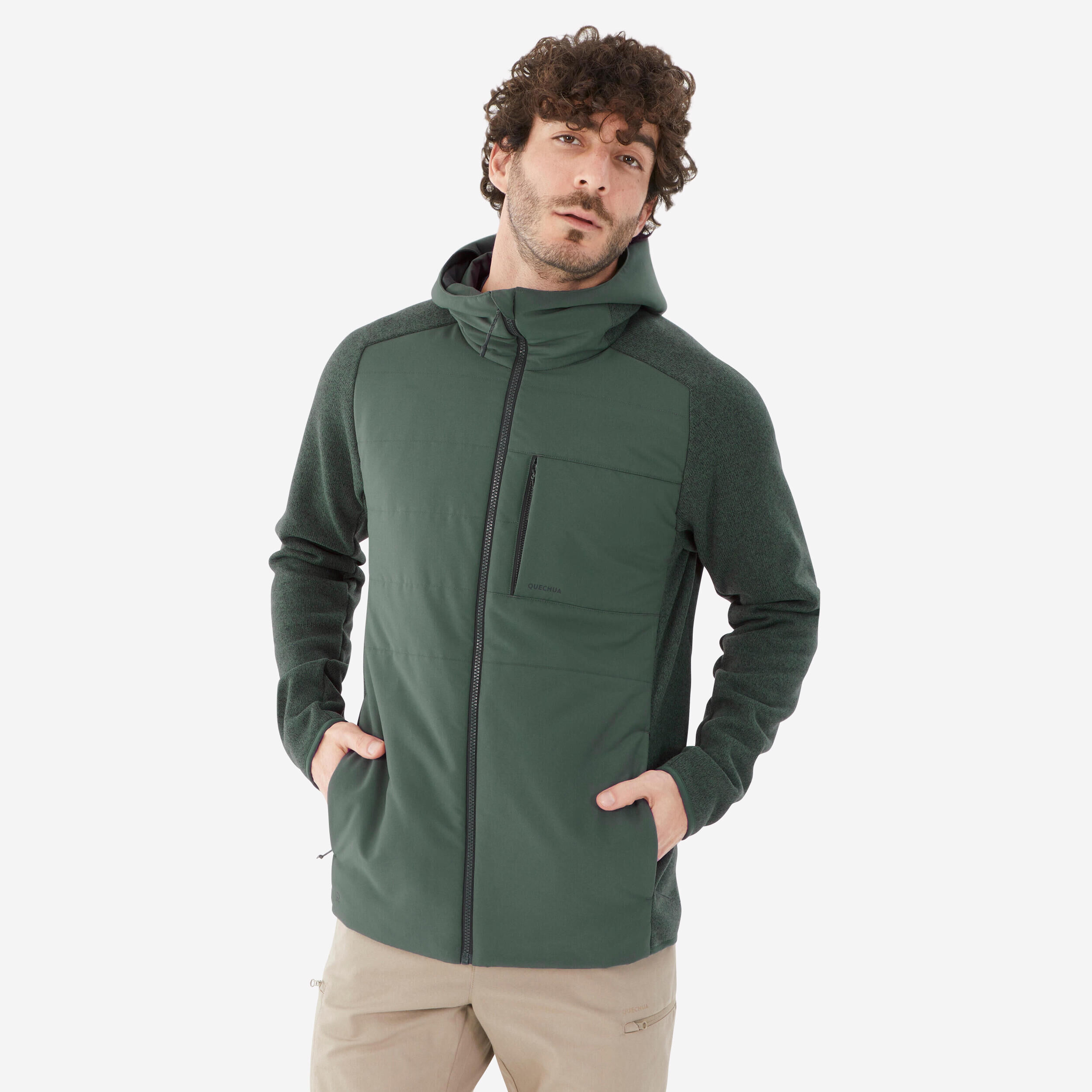 QUECHUA Men’s Hiking Hooded Sweatshirt - NH500 Hybrid