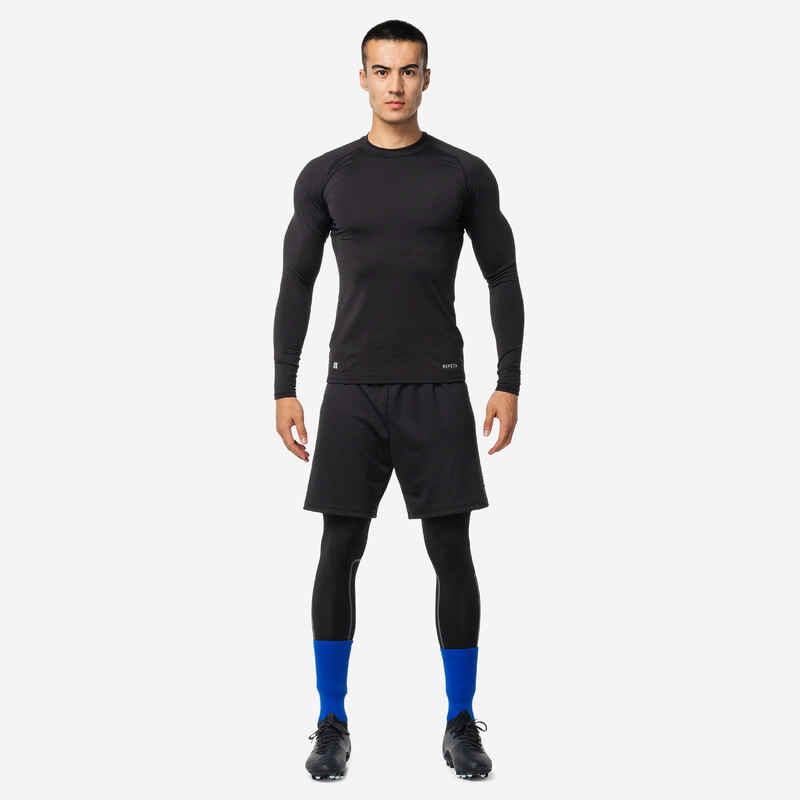 Adult Long-Sleeved Thermal Football Base Layer Top Keepcomfort 100 - Black  - Decathlon