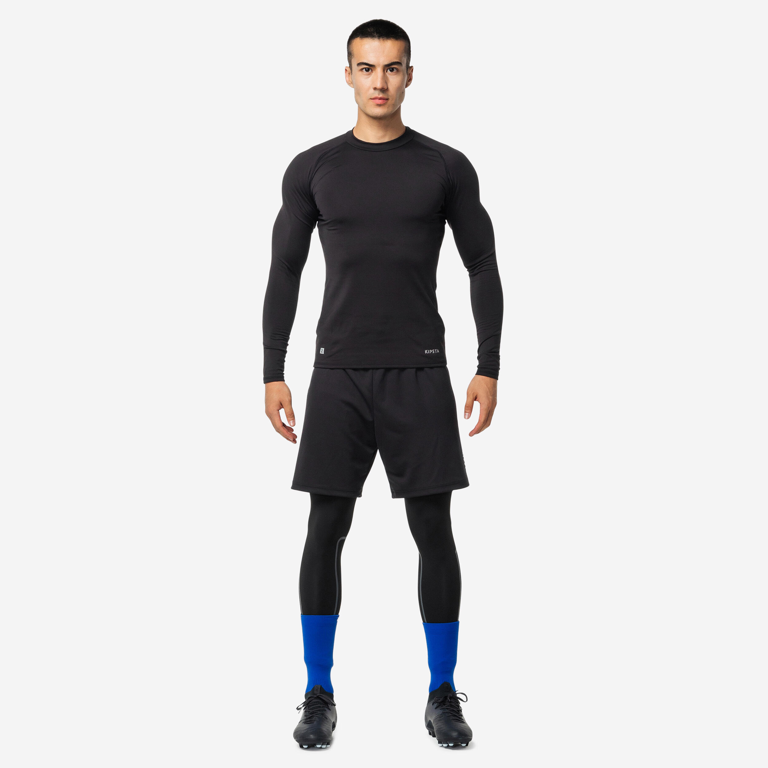 KIPSTA Adult Long-Sleeved Thermal Football Base Layer Top Keepcomfort 100 - Black