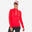 T-shirt de ski de fond manches longues femme, 100 haut blanc ROUGE