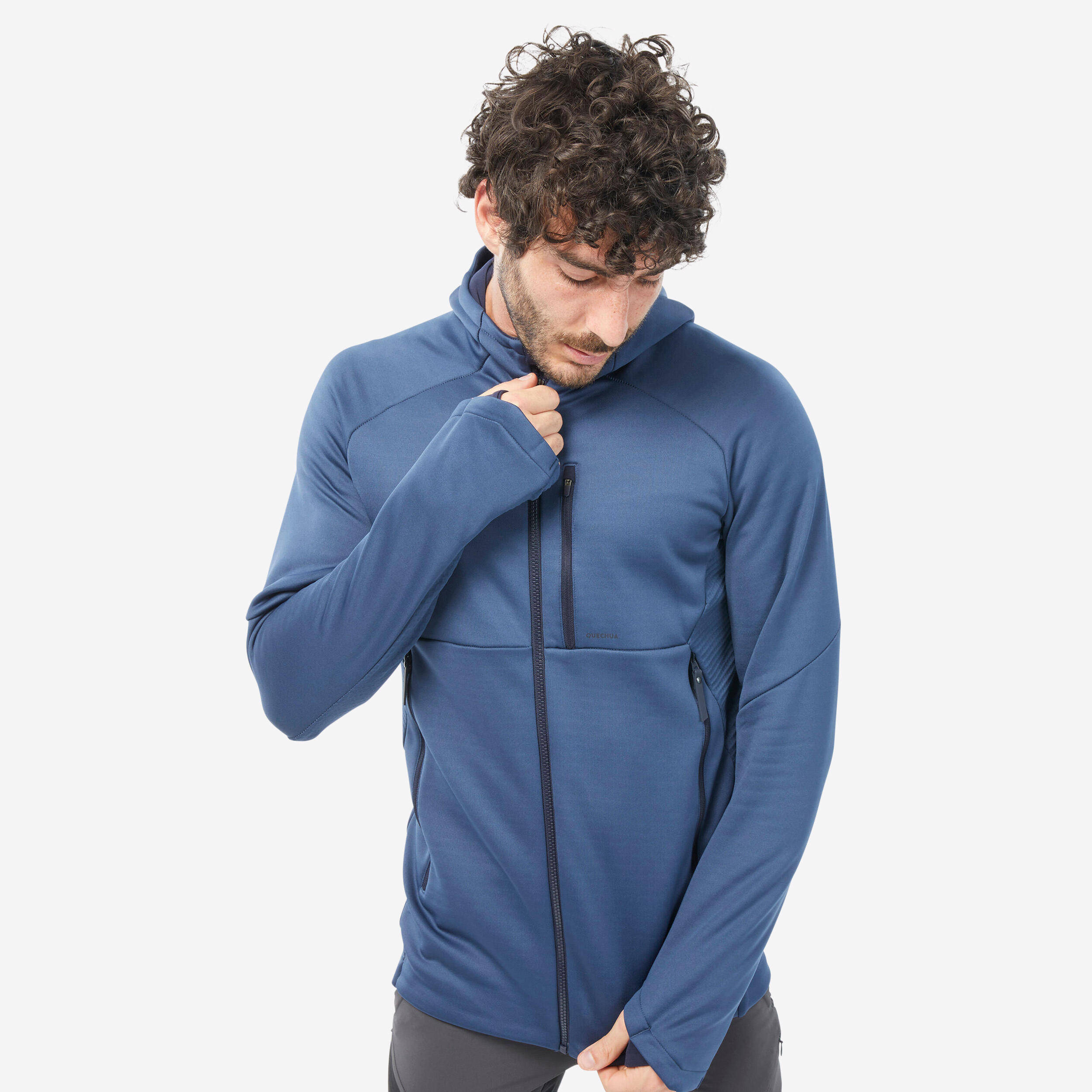 Men's Hiking Fleece Jacket - MH520 Hood 1/10