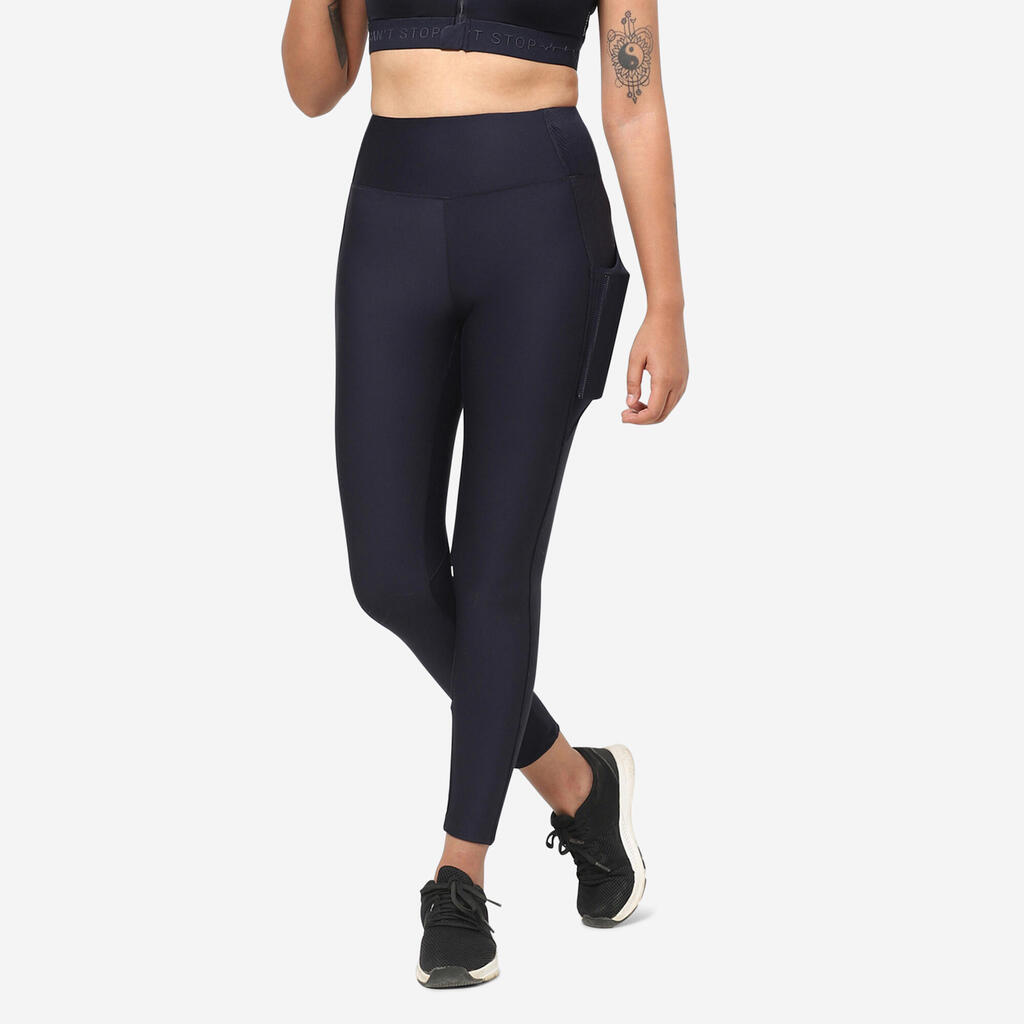 Women's Fitness Leggings with Phone Pocket - Blue