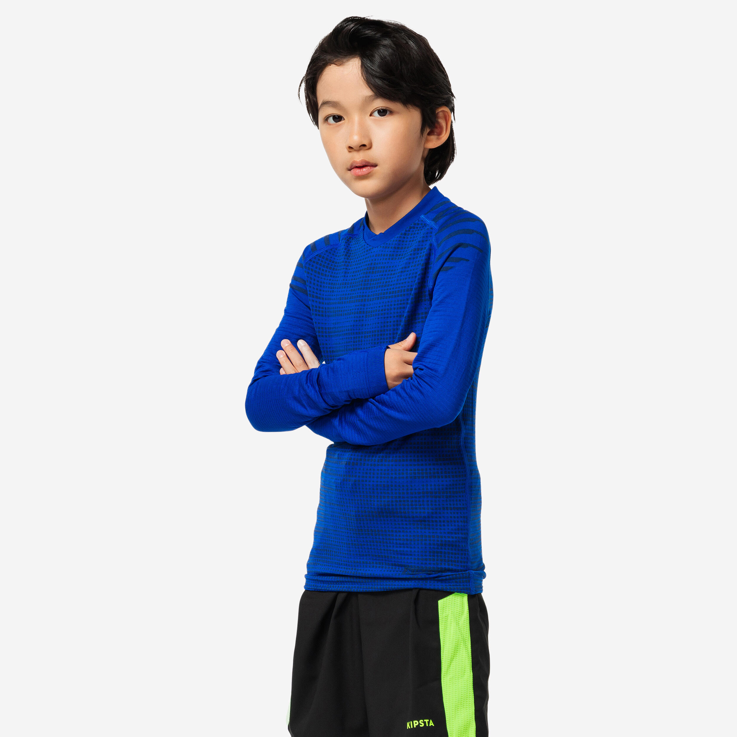 Kids' Long-Sleeved Thermal Base Layer Top Keepdry 500 - Indigo Blue 1/9