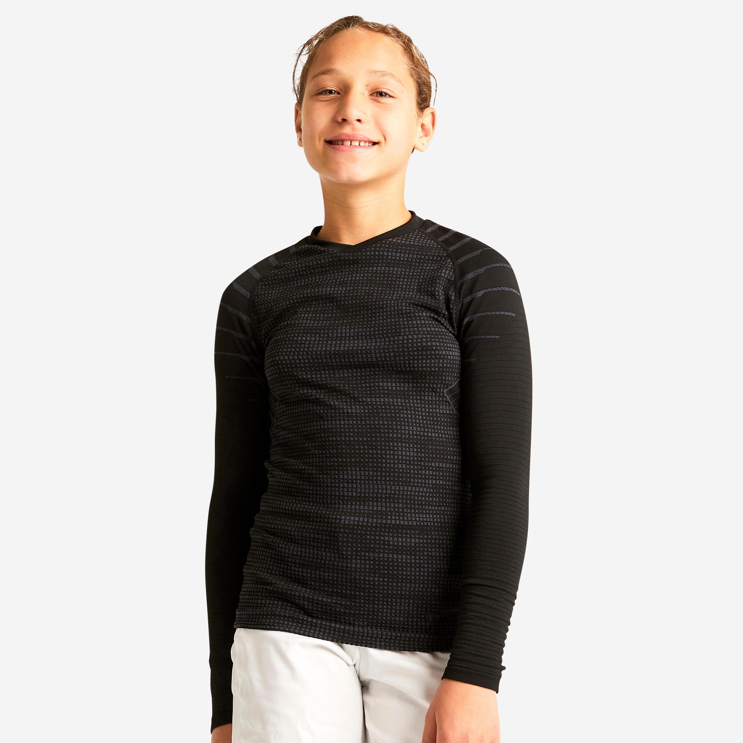 Image of Kids' Long-Sleeved Thermal Base Layer Top - Keepdry 500 Black