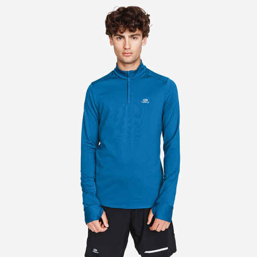 
      Men's Warm Long-Sleeved Zip Running T-Shirt - KIPRUN Run 100 Warm - Blue
  