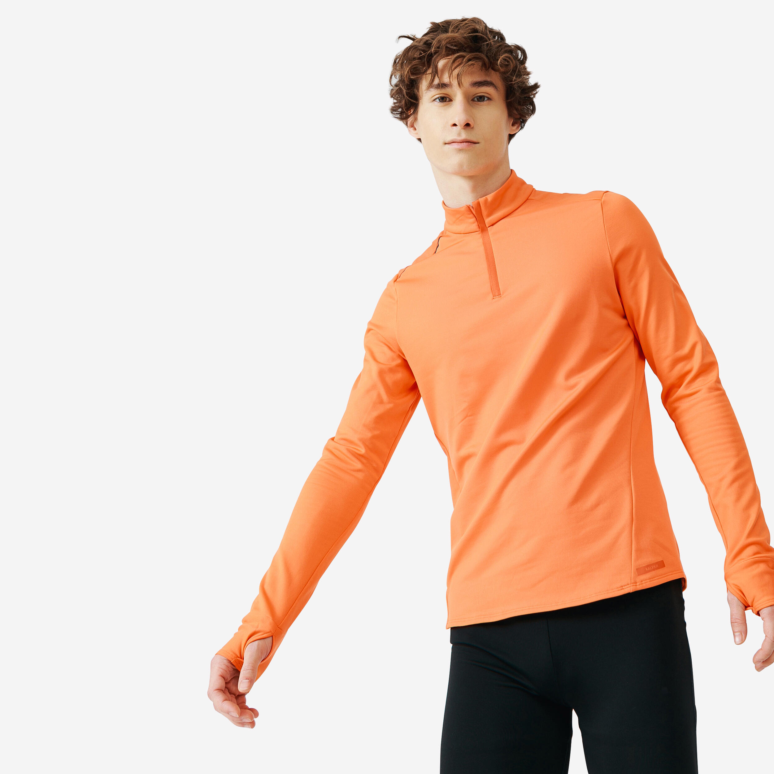 KALENJI Kalenji Men's Running Warm Long-Sleeved T-Shirt - spicy orange