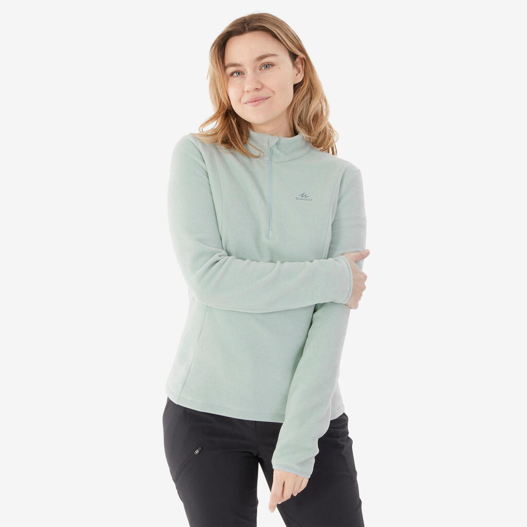 Women’s mountain hiking fleece jacket, MH100 - Turquoise