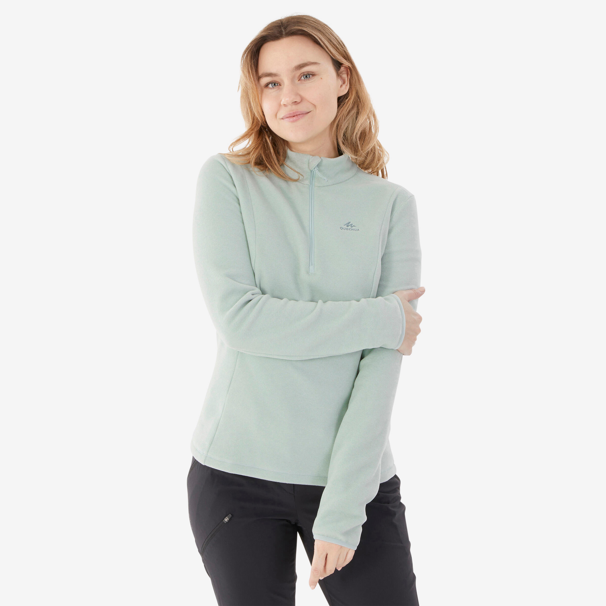 Polaire de randonnee MH100 Vert Clair Femme pour les clubs et collectivites Decathlon Pro