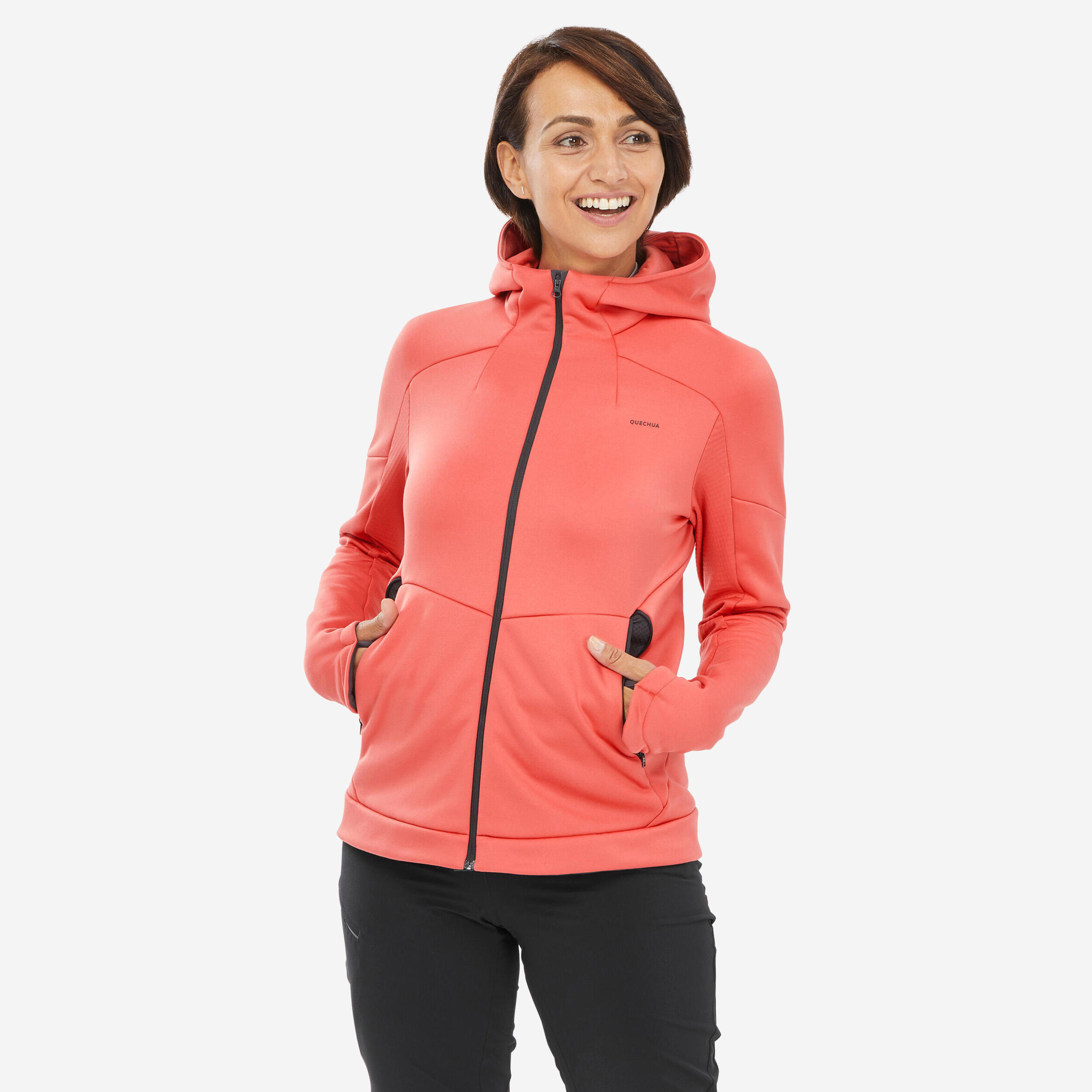 Decathlon | Pile trekking donna MH520 HOOD rosa |  Quechua