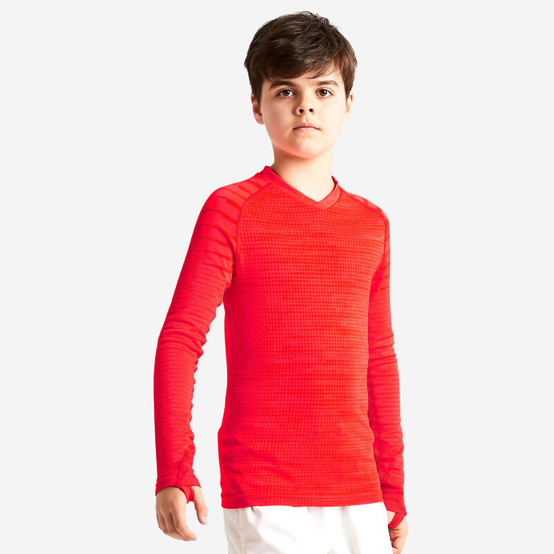 THERMOSHIRT VOOR KINDEREN KEEPDRY 500 LANGE MOUWEN ORANJE