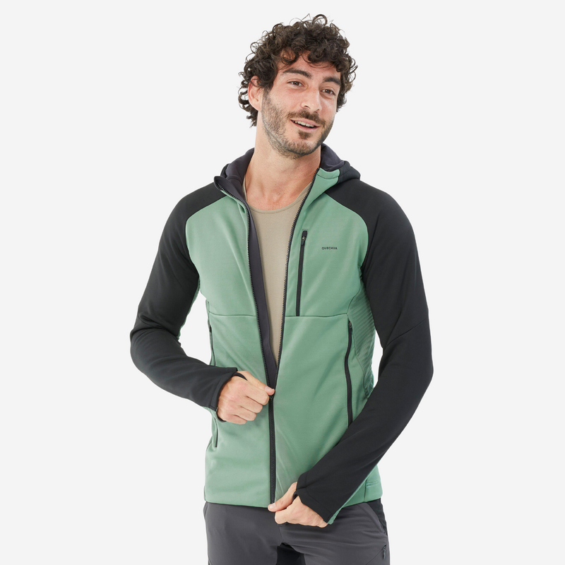 Veste Polaire de randonnee MH520 Hood Vert Homme pour les clubs et collectivites Decathlon Pro