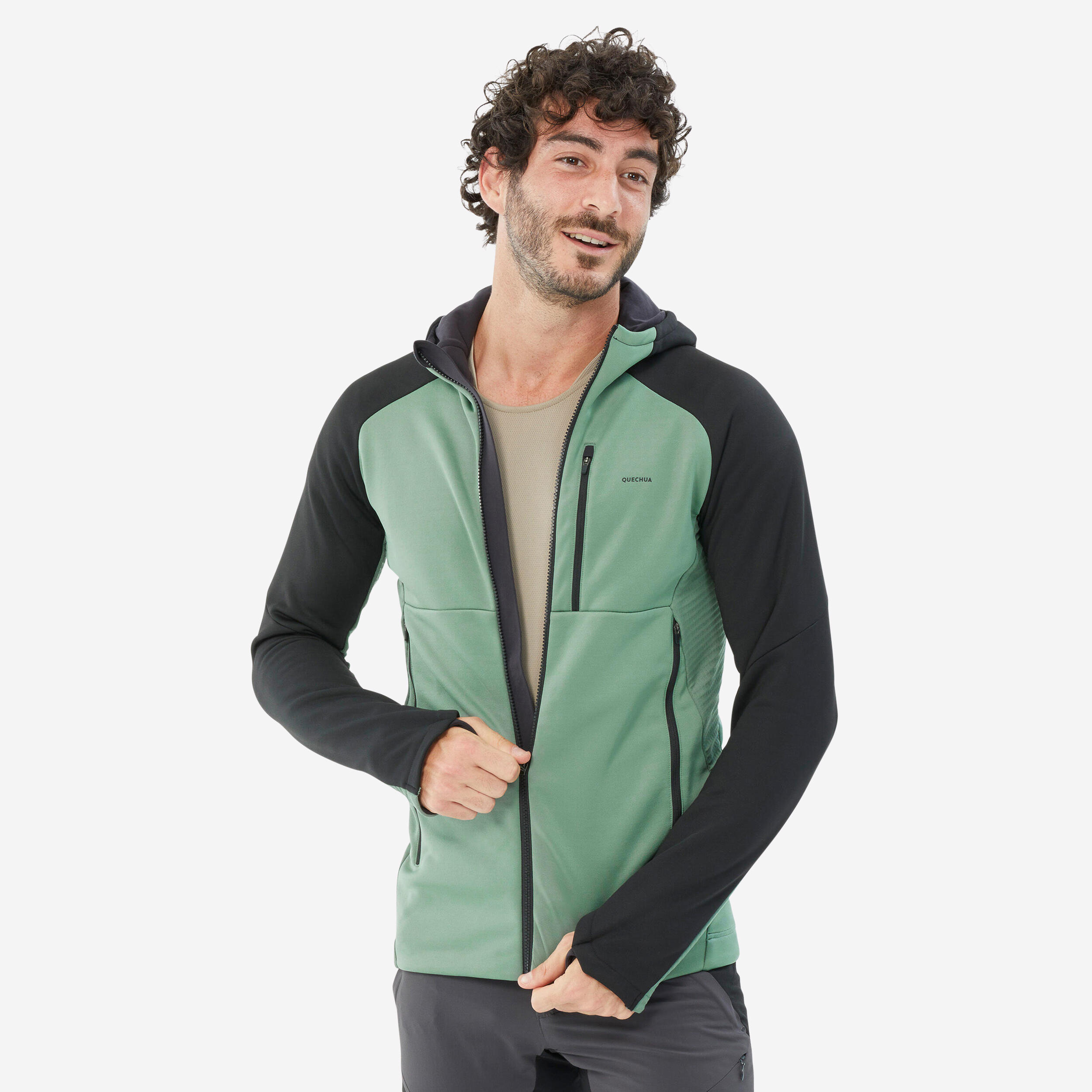 Men's Hiking Fleece Jacket - MH520 Hood 1/10