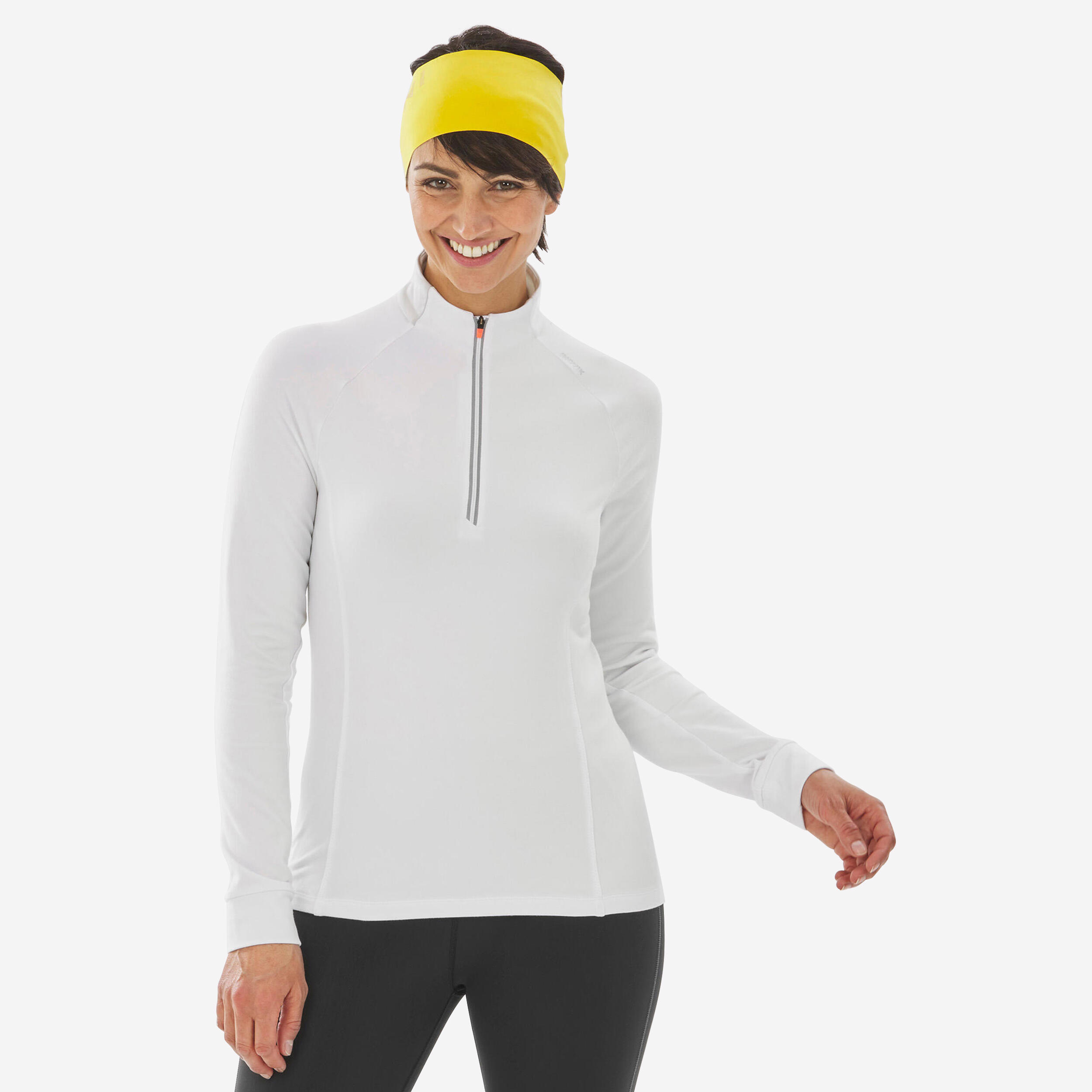 WOMEN’S LONG-SLEEVED WARM T-SHIRT - XC S TS 100 - WHITE 1/7