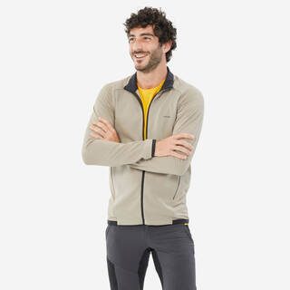Men’s Mountain Walking Full-zip Fleece MH500 Light - Beige