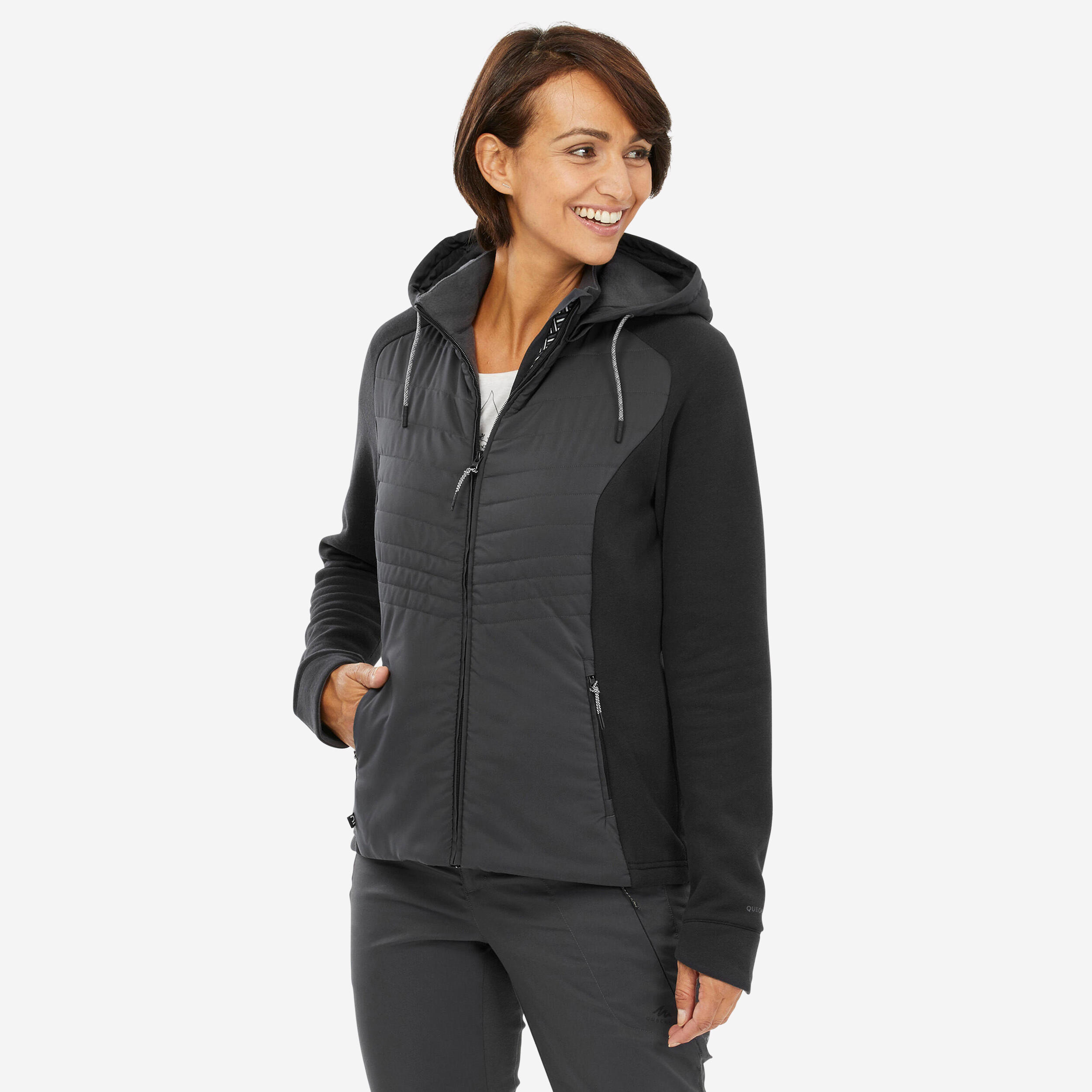 QUECHUA Women’s Hiking Hooded Sweatshirt - NH500 Hybrid